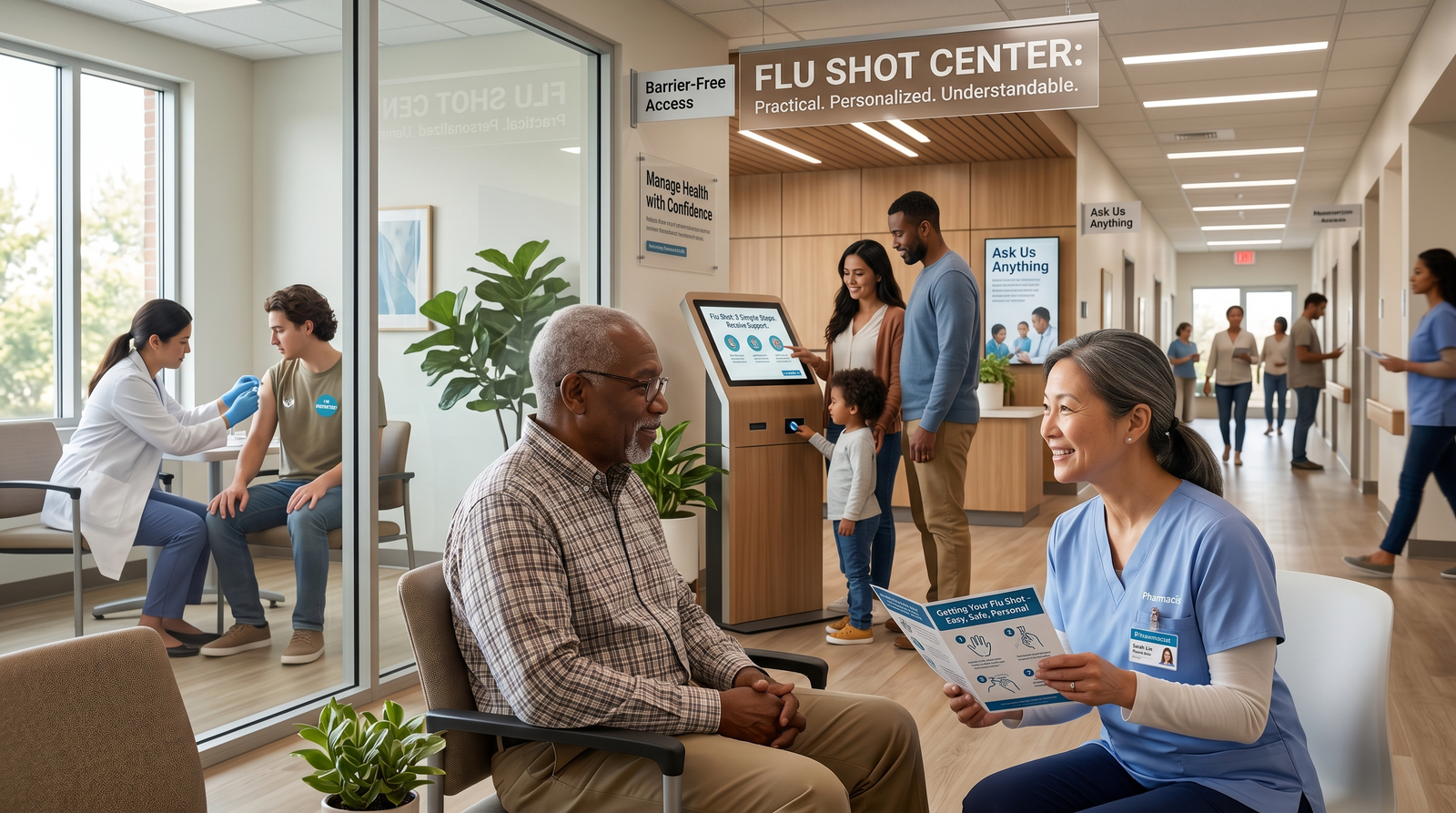 Pharmacist advising on travel vaccines and medications