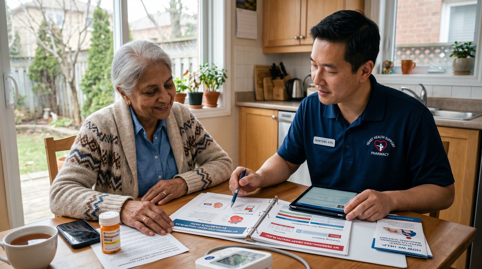 Pharmacist advising on travel vaccines and medications
